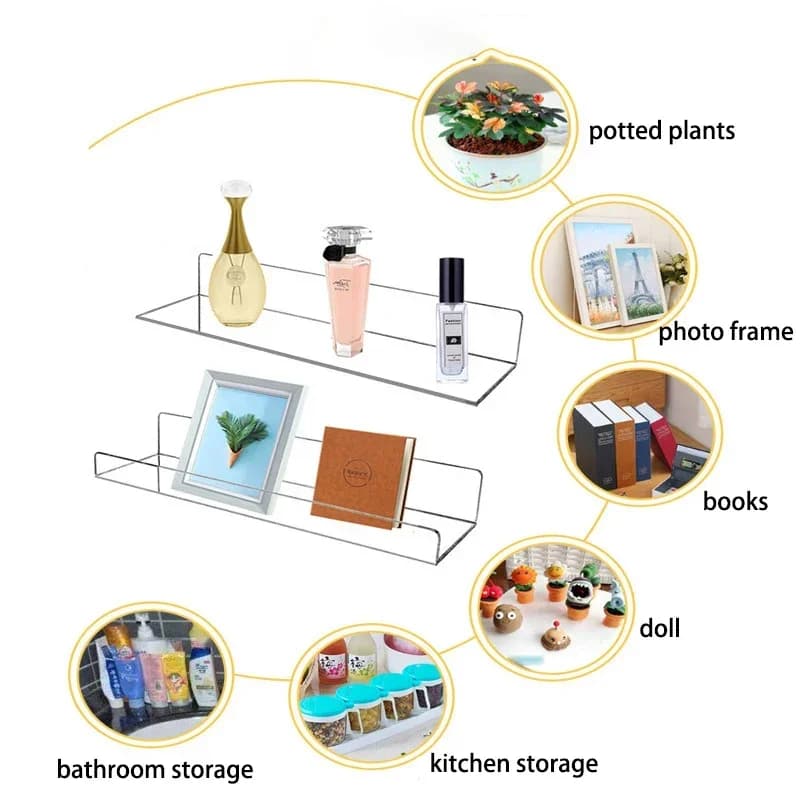 Adhesive Floating Shelves — Clear Acrylic, 2-Pack - Image 5
