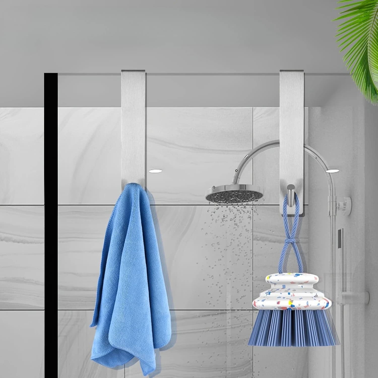Shower Glass Door Hooks — Stainless Steel, 6-Pack - Image 3