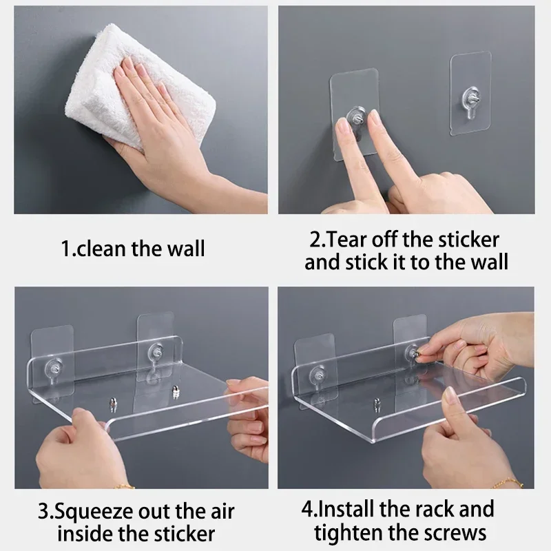 Adhesive Floating Shelves — Clear Acrylic, 2-Pack - Image 3
